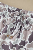 Abstract Camo Drawstring Elastic Waist Mini Skort