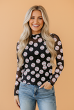 Game Day Baseball Sheer Mesh Long Sleeve Top