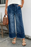 Aleah Hem Wide Leg Denim Jeans, Pants