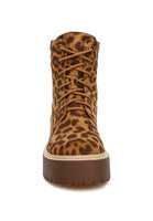 High Ankle Leopard Print Suede Boots