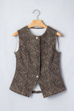 Elliana Leopard Print Slim Button Up Vest