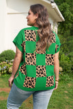 Leopard Checkered Short Sleeve PLUS Sweater