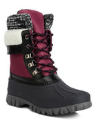 Delphine Knitted Collar Lace Up Winter Snow Boot Boots