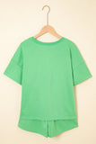 Solid V-Neck Tee and Drawstring Shorts Set