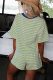 Stripe Terry Knit Top & Shorts Set