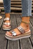 Gold Buckle Wedge Slippers Sandals