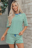 Stripe Terry Knit Top & Shorts Set