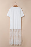 Solid Lace Patchwork Short Sleeve Maxi Dress