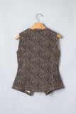 Elliana Leopard Print Slim Button Up Vest