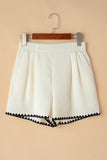 Contrast Ricrac Hem Waffle Textured Shorts