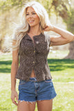 Elliana Leopard Print Slim Button Up Vest