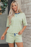 Stripe Terry Knit Top & Shorts Set