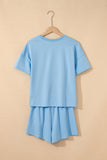 Solid V-Neck Tee and Drawstring Shorts Set