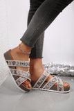 Aztec Strappy Birken Cork Wedge Sandals