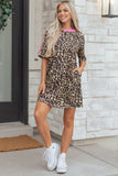 Leopard & Pink Detail Oversized T Shirt Dress