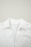 Solid Embroidered Eyelet Collared V-Neck Mini Dress