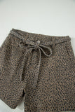 Leopard Denim Tie High Waist Shorts