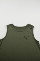 Women Distressed Holes Crew Neck Tank Top