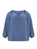 Plus Size V-Neck Long Sleeve Blouse