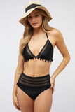 Solid Bikini Set With Pompom