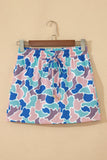 Abstract Duck Camo Elastic Waist Drawstring Mini Skort