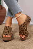 Leopard Cheetah Studded Cutout Wedge Heels Sandals