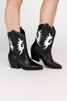 Western High Ankle Boots with Flames