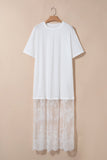 Solid Lace Patchwork Short Sleeve Maxi Dress