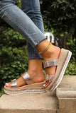 Gold Buckle Wedge Slippers Sandals
