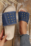 Denim Inspired Retro Studded Detail Slippers