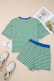 Stripe Terry Knit Top & Shorts Set