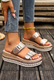 Gold Buckle Wedge Slippers Sandals