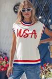 USA Vintage Trimmed Sleeveless Sweater