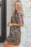 Leopard & Pink Detail Oversized T Shirt Dress