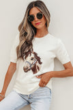 Western Horse Head Short Sleeve Sweater