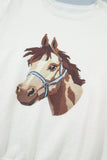 Western Horse Head Short Sleeve Sweater