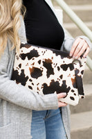 Cow Print Over Sized Wristlet Clutch