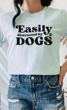 Easily Distracted By Dogs Paw Print Graphic Tee