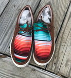 Serape Lace Up Suede Loafers