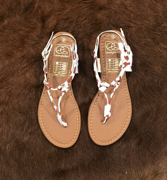 Real Cowy Cowhide Print Sandals