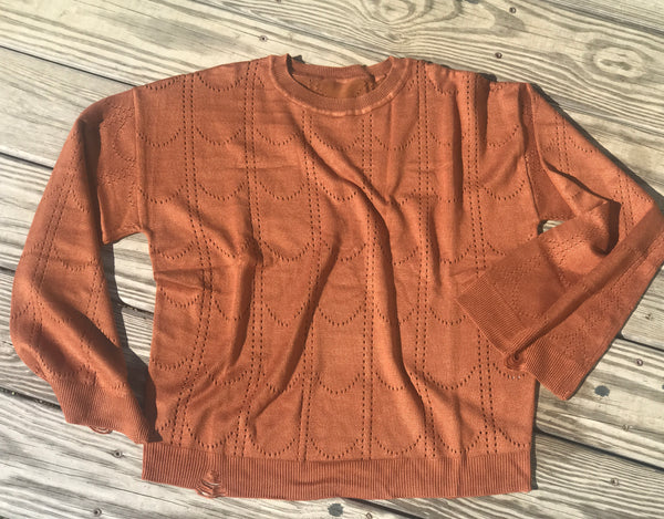 Miss Eyelit Rust Sweater