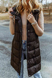 Long Hooded Sleeveless Puffer Vest